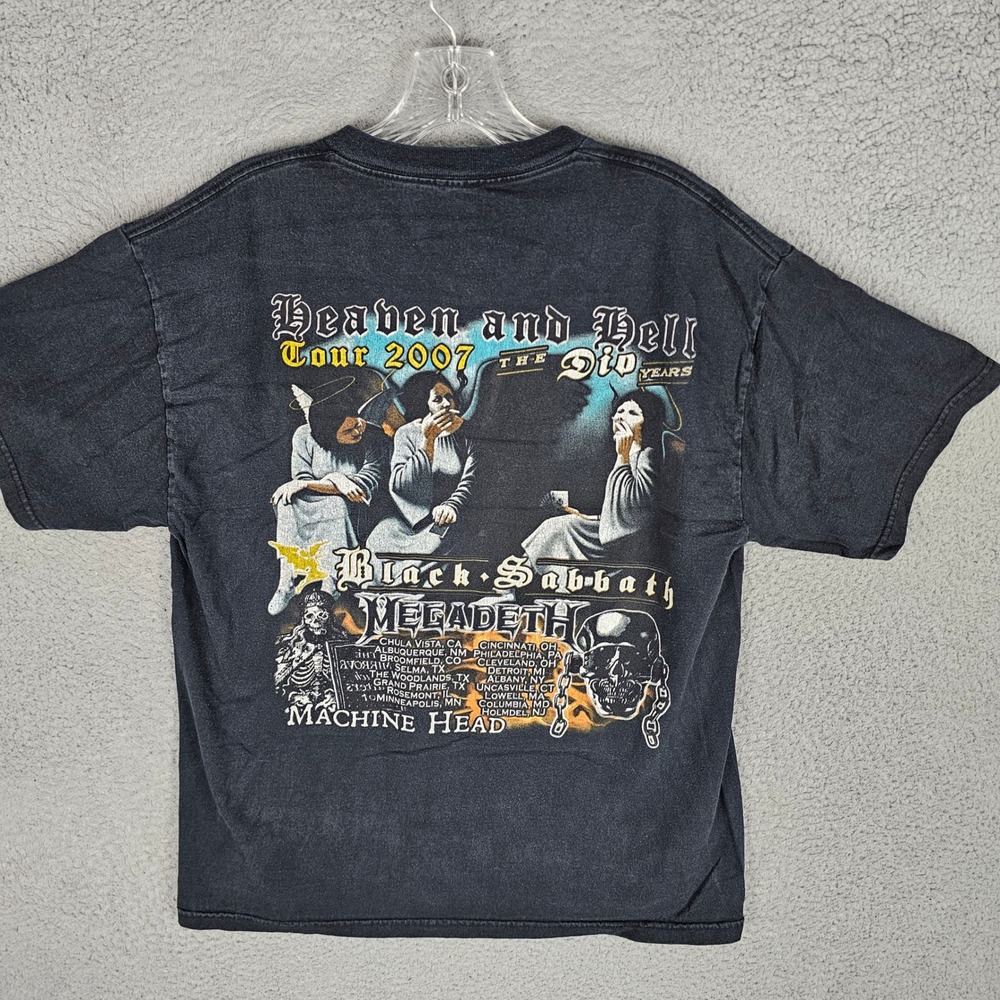 Black Sabbath T-Shirt Mens L Black Heaven and Hell Tour 2007 Megadeth Dio Band